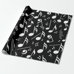 Witte Musick Notities op Zwart Cadeaupapier
