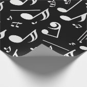 Witte Musick Notities op Zwart Cadeaupapier (Hoek)