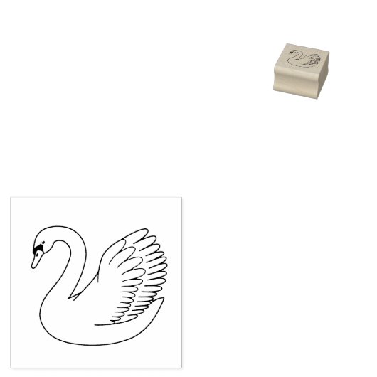 Witte Mute Swan 1x1 Rubberstempel (Gestempeld)