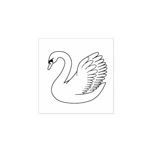 Witte Mute Swan 1x1 Rubberstempel (Afrduk)