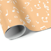 witte Muziek met aangepaste achtergrondkleur Cadeaupapier (Rol Hoek)