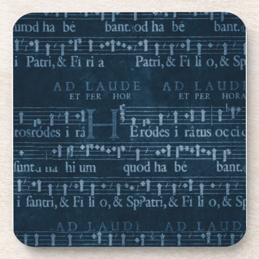 Witte muziek op donkerblauw drankjes onderzetter (Voorkant)