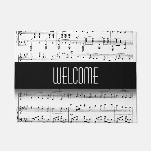 Witte muziekbladen welkomstmat deurmat (Voorkant)