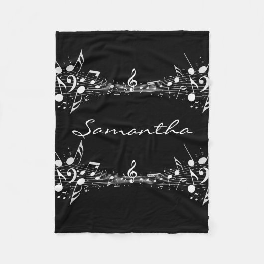 Witte muzieklare notities met dubbele ontwerpvlag fleece deken (Voorkant)