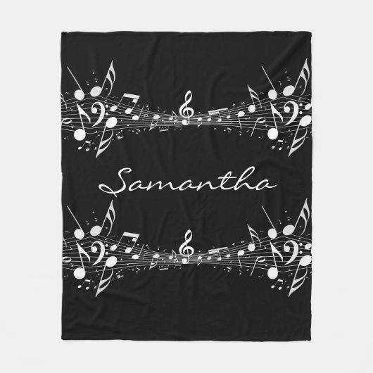 Witte muzieklare notities met dubbele ontwerpvlag fleece deken (Voorkant)