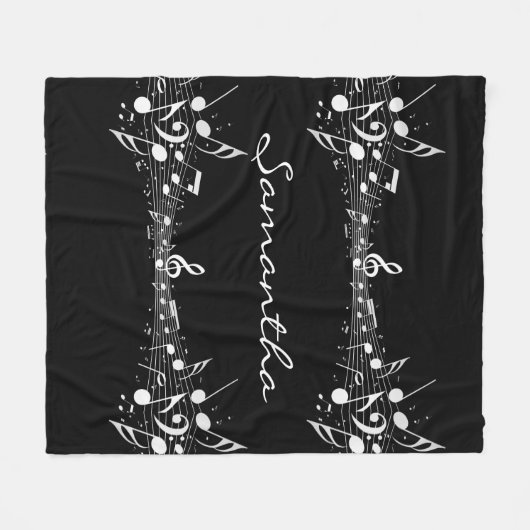 Witte muzieklare notities met dubbele ontwerpvlag fleece deken (Voorkant (Horizontaal))