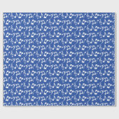 Witte Muzieknoten inpakpapier - blauw (Vlak)