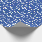 Witte Muzieknoten inpakpapier - blauw (Hoek)