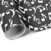 Witte Muzieknoten inpakpapier- Cadeaupapier (Rol Hoek)