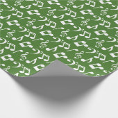 Witte Muzieknoten inpakpapier - Groen (Hoek)
