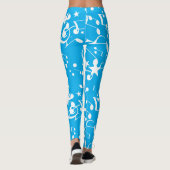 Witte muzieknoten op blauwe Leggings (Achterkant)