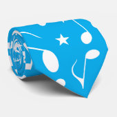 Witte Muzieknoten op lichtblauw Stropdas (Opgerold)