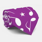 Witte Muzieknoten op Paars Stropdas (Opgerold)