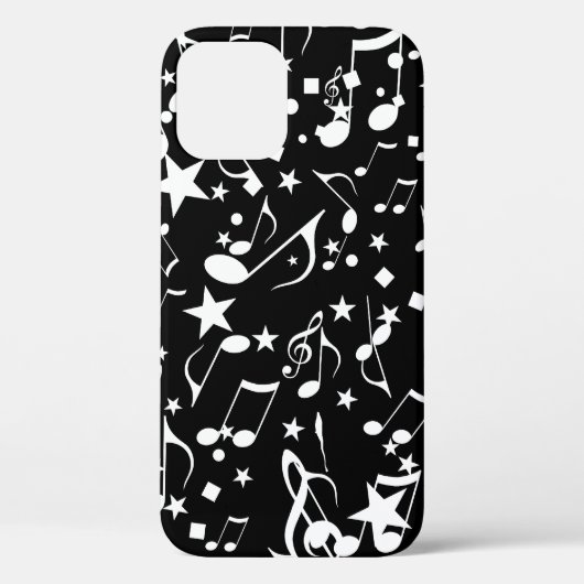 Witte Muzieknoten op zwart Case-Mate iPhone Case (Achterkant)