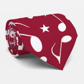 Witte Muzieknoten over Bourgogne Stropdas (Opgerold)