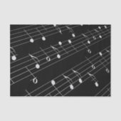 Witte Muzieknoten over zwart weefselpapier Tissuepapier (Voorkant)