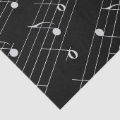 Witte Muzieknoten over zwart weefselpapier Tissuepapier (Detail)