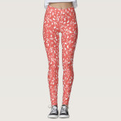Witte Muzieknoten Rood Leggings (Voorkant)
