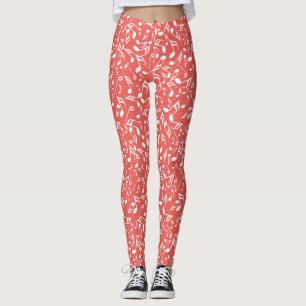 Witte Muzieknoten Rood Leggings