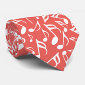 Witte Muzieknoten Rood Stropdas (Opgerold)