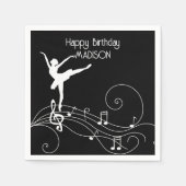 Witte Muzieknoten van Ballerina en Swirl Servet (Voorkant)