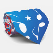 Witte Muzieknoten voor rood en blauw verloop Stropdas (Opgerold)