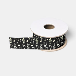 Witte Muzieknoten-zwart Grosgrain Lint