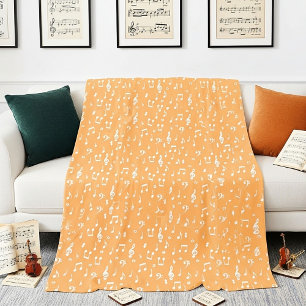 witte Muzikale  Fleece Deken