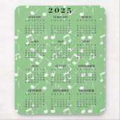 Witte Muzikale Notities 2025 Kalender Mousepad Muismat (Voorkant)