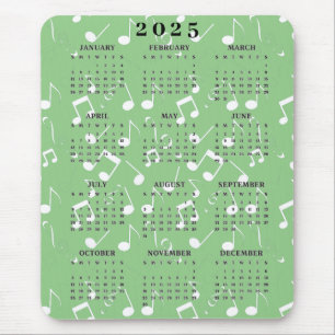 Witte Muzikale Notities 2025 Kalender Mousepad Muismat