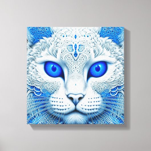 Witte Mystieke Kat Etherische AI Kunst Canvas Afdruk (Voorkant)