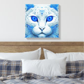 Witte Mystieke Kat Etherische AI Kunst Canvas Afdruk (Insitu (Slaapkamer))