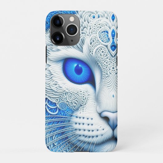 Witte Mystieke Kat Etherische AI Kunst iPhone Hoesje (Achterkant)