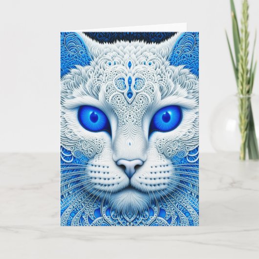 Witte Mystieke Kat Etherische AI Kunst Kaart (Voorkant)
