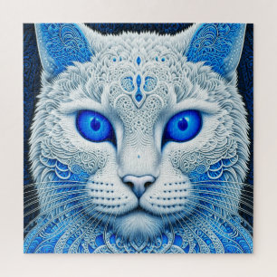 Witte Mystieke Kat Etherische AI Kunst Legpuzzel