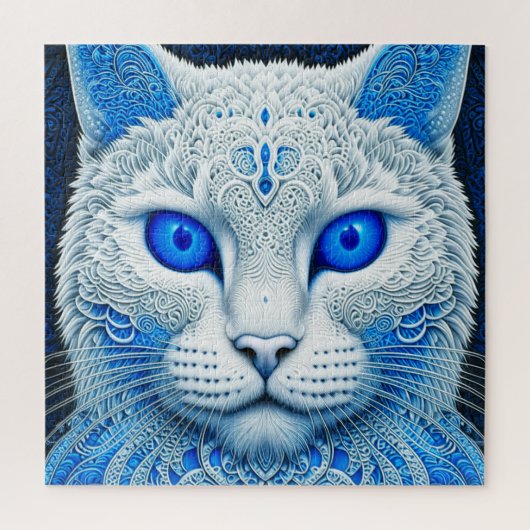 Witte Mystieke Kat Etherische AI Kunst Legpuzzel (Verticaal)