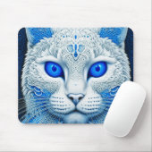 Witte Mystieke Kat Etherische AI Kunst Muismat (Met muis)