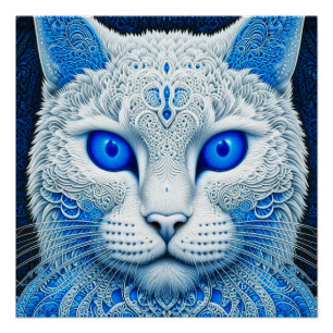 Witte Mystieke Kat Etherische AI Kunst Perfect Poster