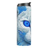 Witte Mystieke Kat Etherische AI Kunst Thermosbeker (Gedraaid links)