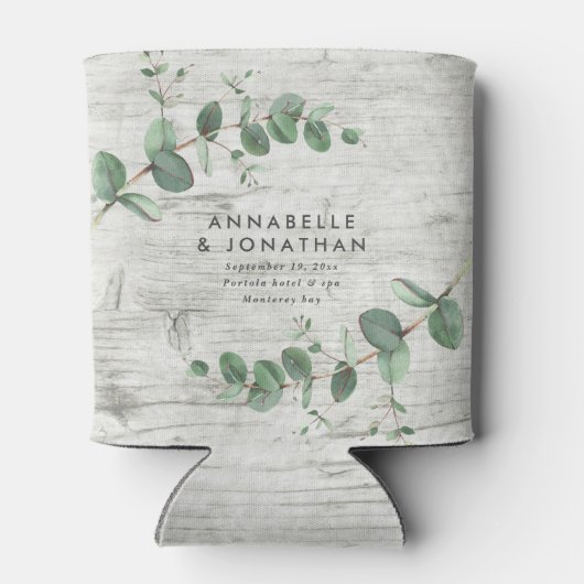 witte naaldhout - eucalyptusbruiloft blikjeskoeler (Achterkant)