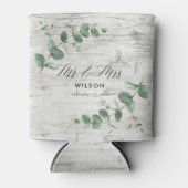 witte naaldhout - eucalyptusbruiloft blikjeskoeler (Voorkant)