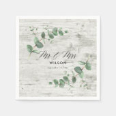 witte naaldhout - eucalyptusbruiloft servet (Voorkant)