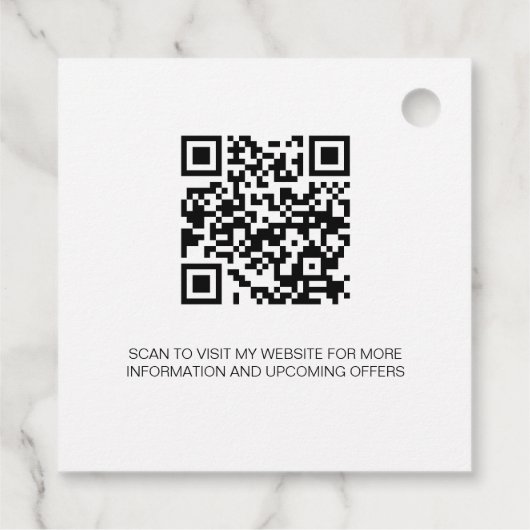 Witte naam bedrijf logo QR code hang label (Achterkant)