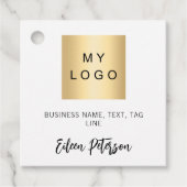 Witte naam bedrijf logo QR code hang label (Voorkant)