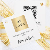 Witte naam bedrijf logo QR code hang label