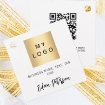 Witte naam bedrijf logo QR code hang label