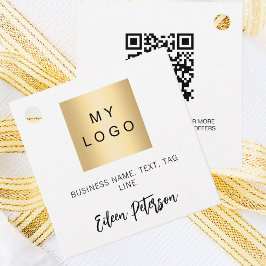 Witte naam bedrijf logo QR code hang label