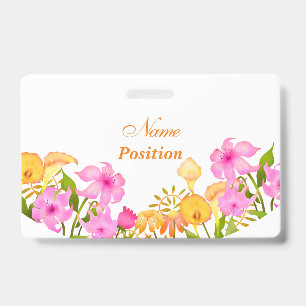 Witte naam bloementuin badge