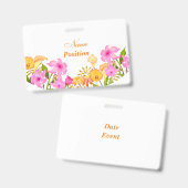 Witte naam bloementuin badge (Voor- en achterkant)