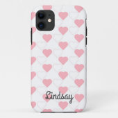Witte naam Cute Pink Heart Patroon Case-Mate iPhone Case (Achterkant)